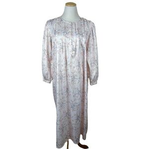 Vintage Aria Cottagecore Grannycore Feminine Floral Satin Fleece-Lined Sz. Small